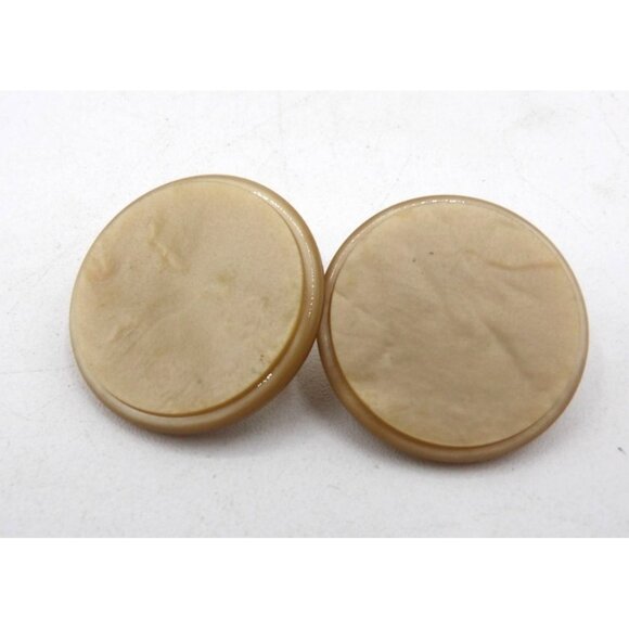 Coat-Dress Button Tan Opalescent Plastic w metal shank 2 count 1" diameter - Picture 1 of 2